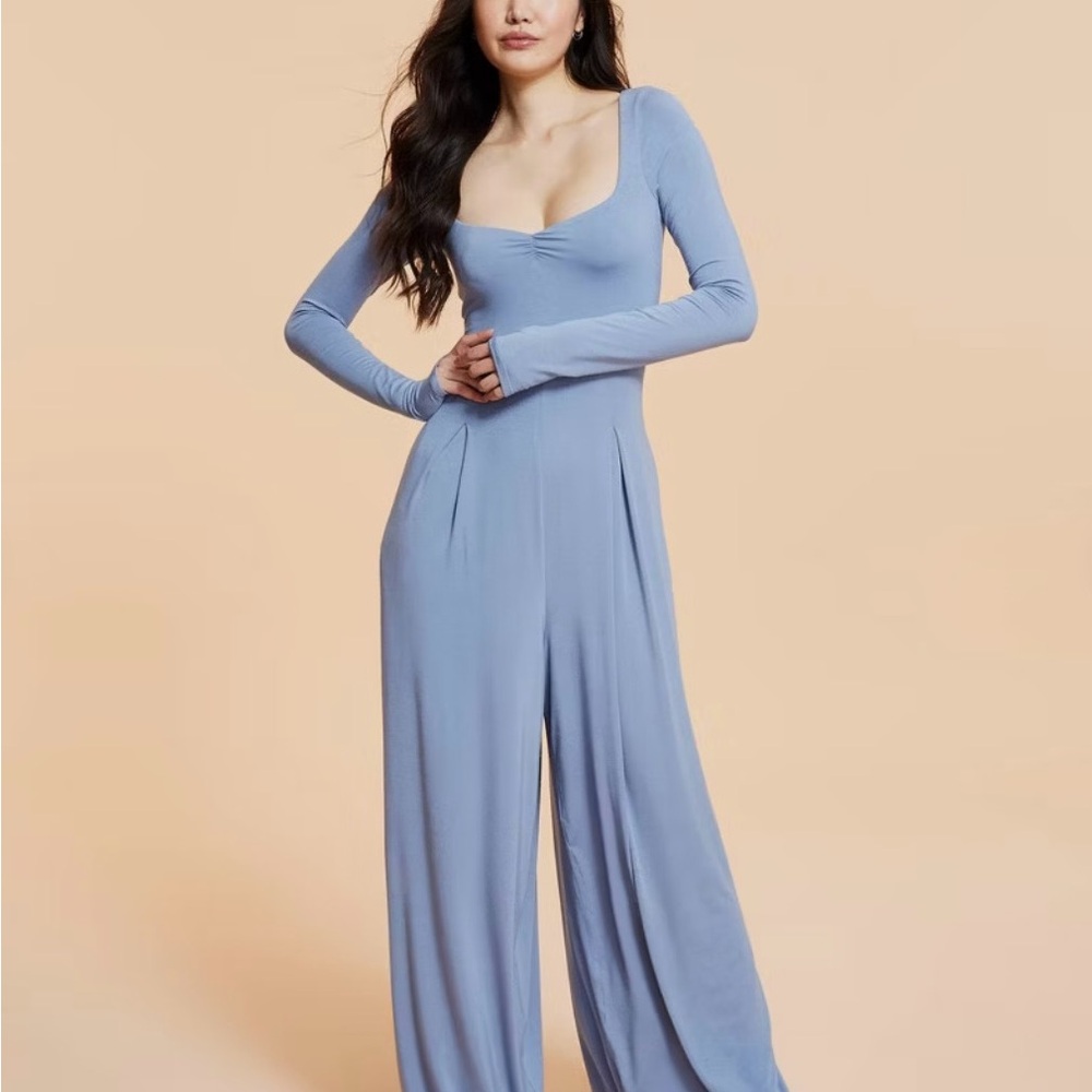 Blogilates Blue Long Sleeve Wide Leg Jumpsuit